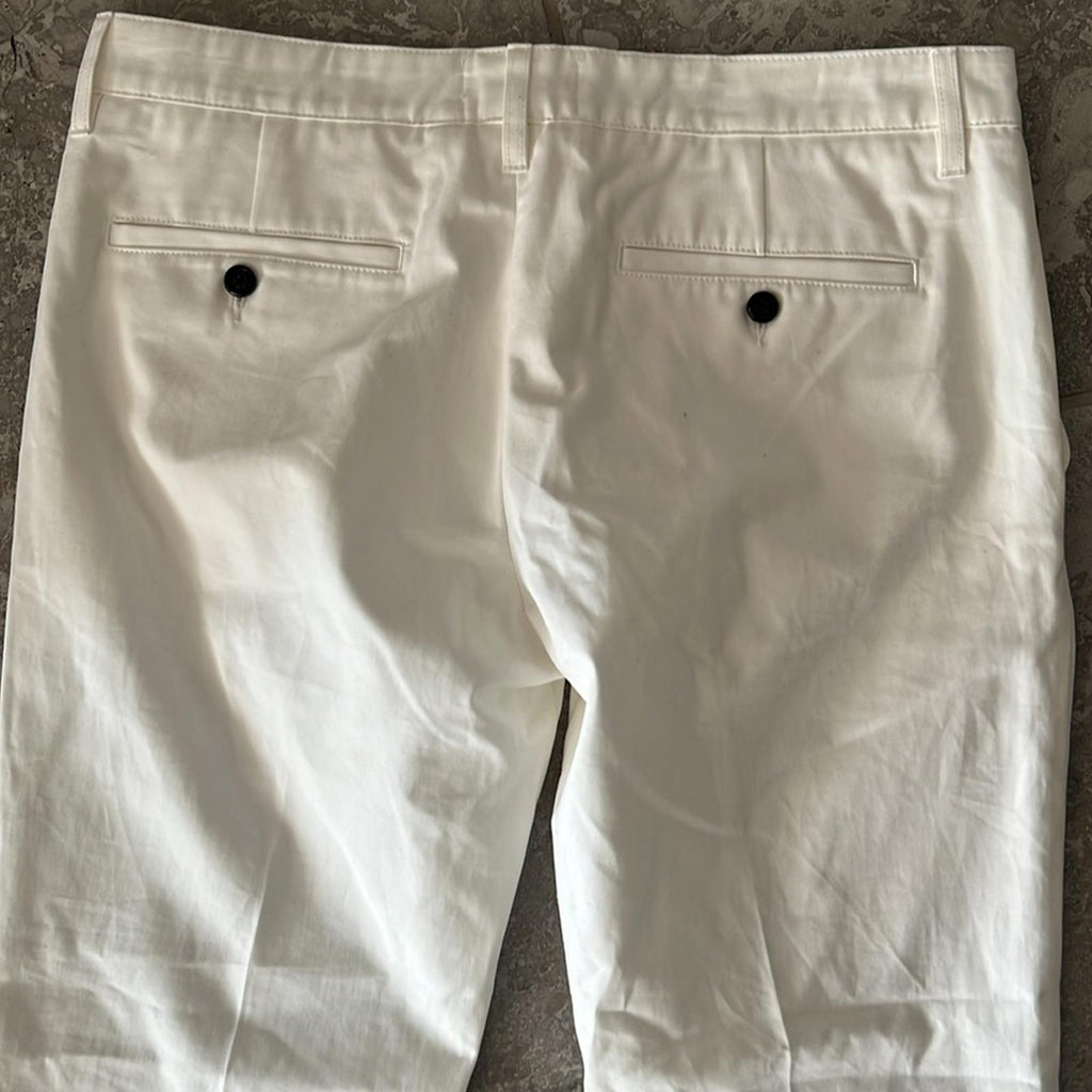 AMI Alexandre Mattiussi Straight-Fit Trousers Pants in Off-White, Size L, NEW