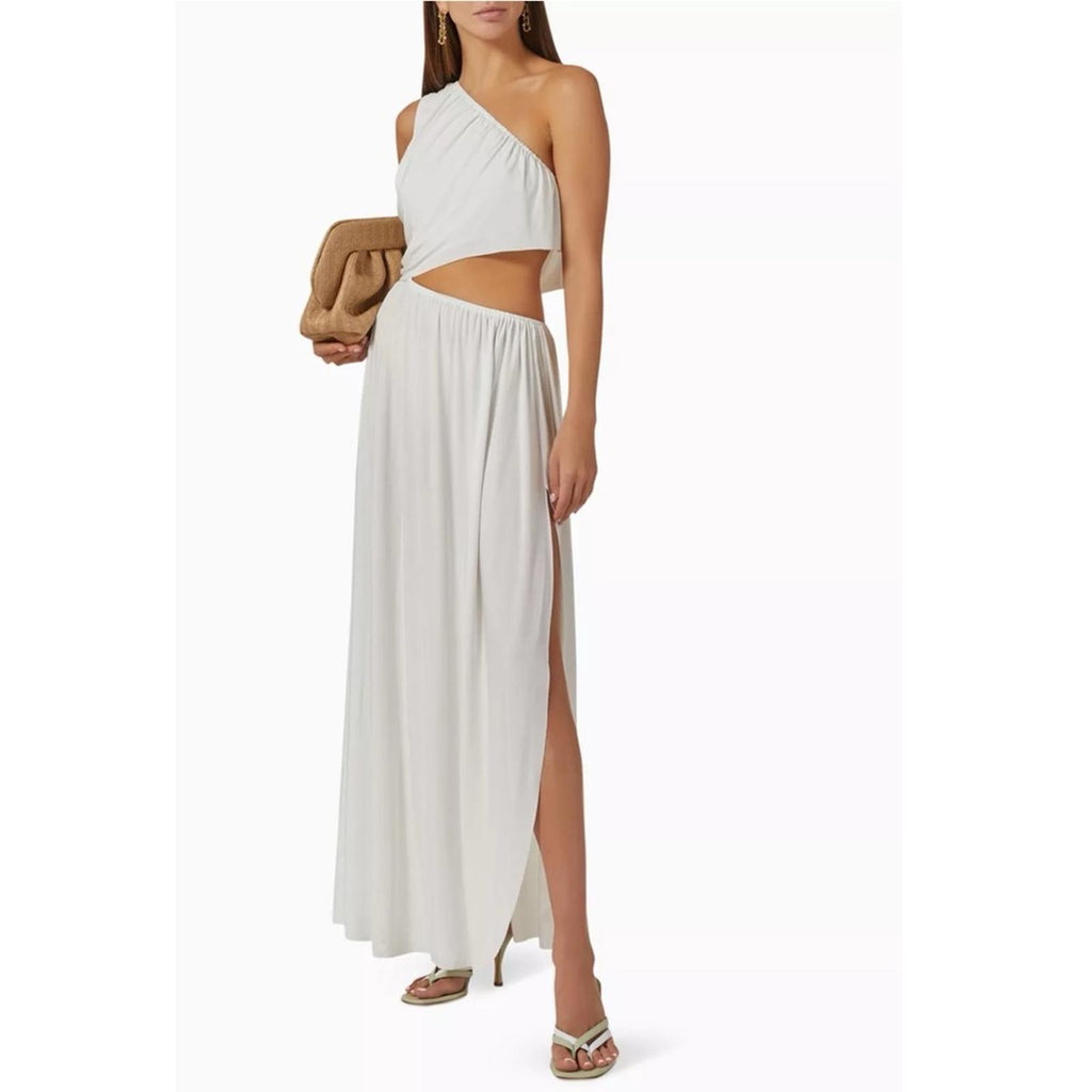 MISA Neutral Calliope One-Shoulder Maxi Dress in White, NWT, Size XS