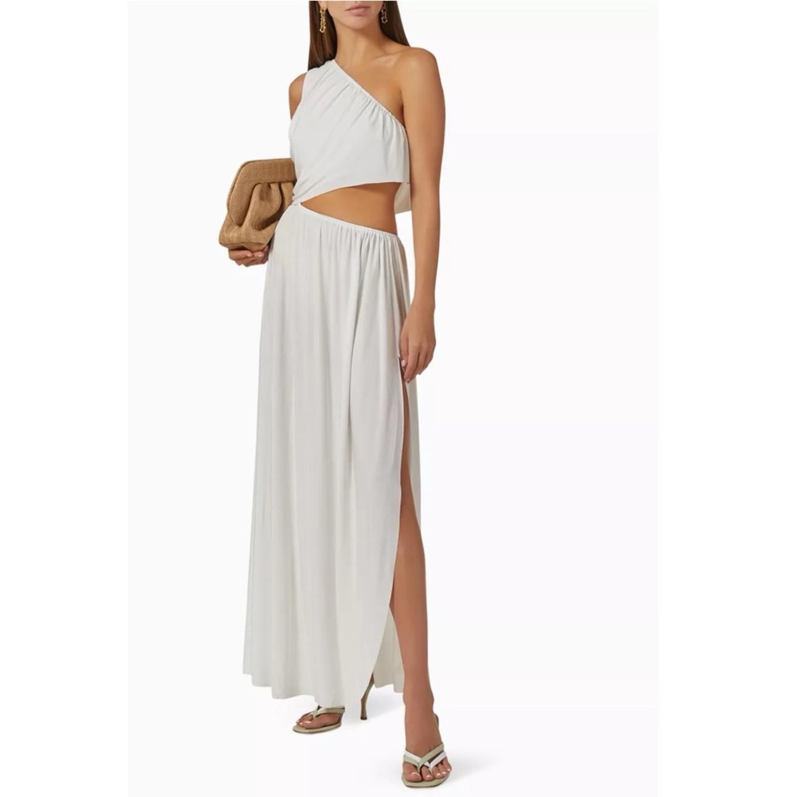 MISA Neutral Calliope One-Shoulder Maxi Dress in White, NWT, Size XS