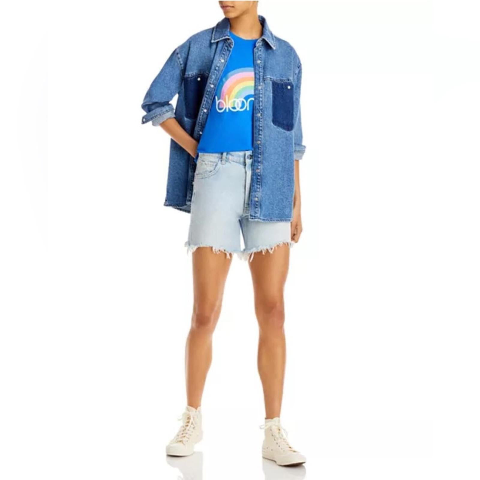 Bloomie's Unisex Rainbow Logo Tee in Lapis/Blue, Size L NEW w/Tag