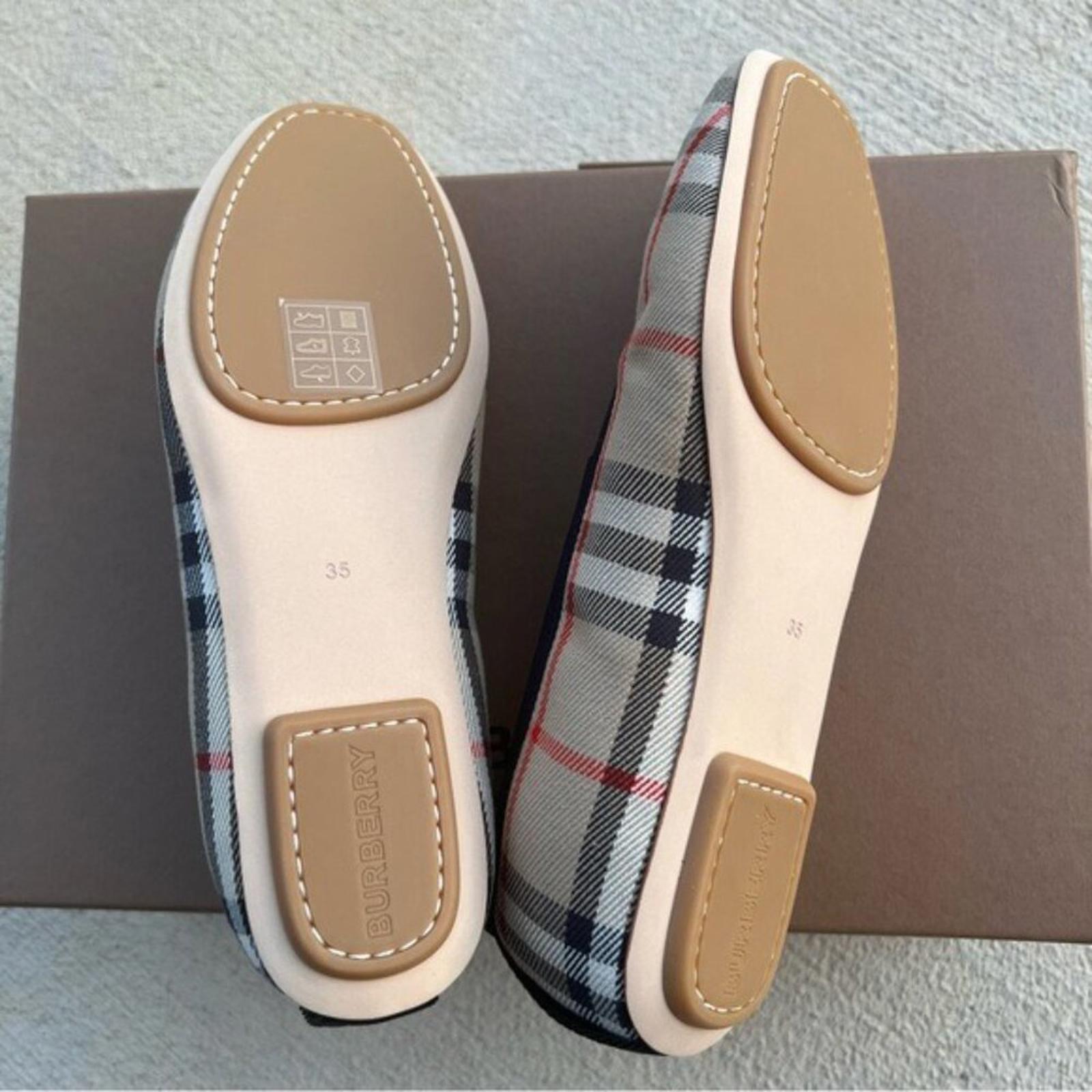 Burberry Logo-Detail Check Ballerina Shoes, Size EU 35, UK 2.5 NEW in Box