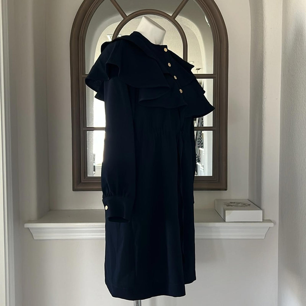 SANDRO Wendy Ruffle Collar Dress, Marine Size FR 36 | US 4, New w/Tag