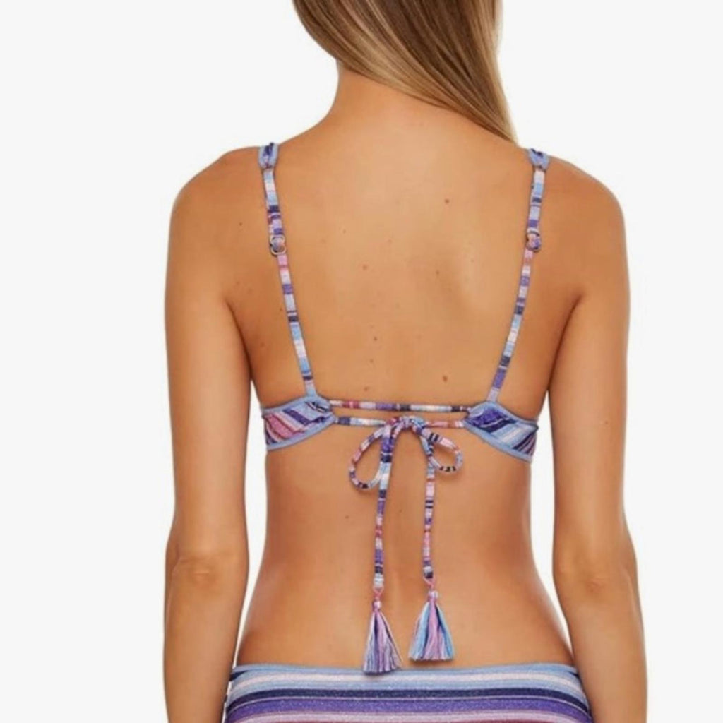 BECCA Metallic Bikini Swim Top w/Removable Cups in Purple Size M NEW w/Tag