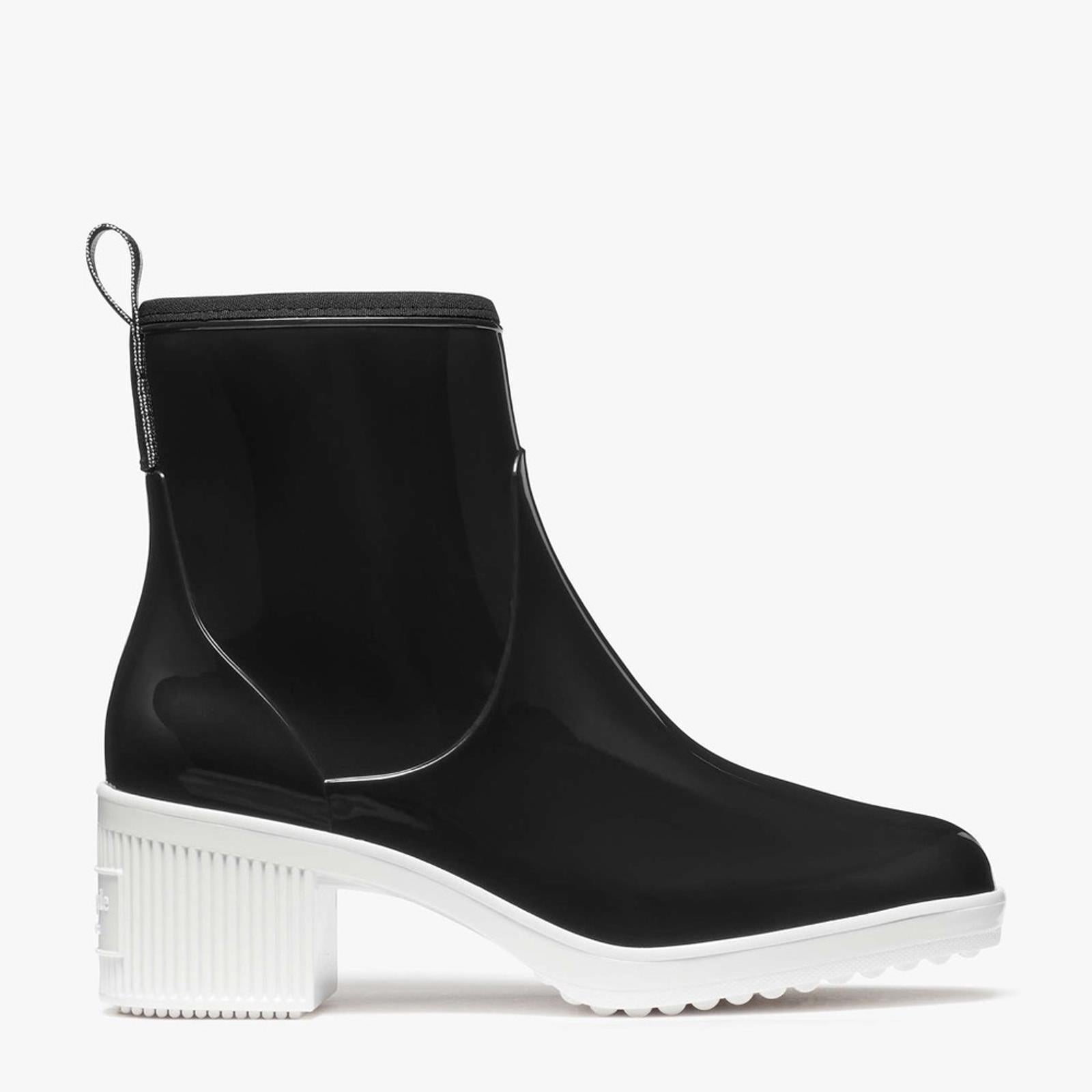 Kate Spade Puddle Rain Booties in Black/Parchment, Size 6 New in Box