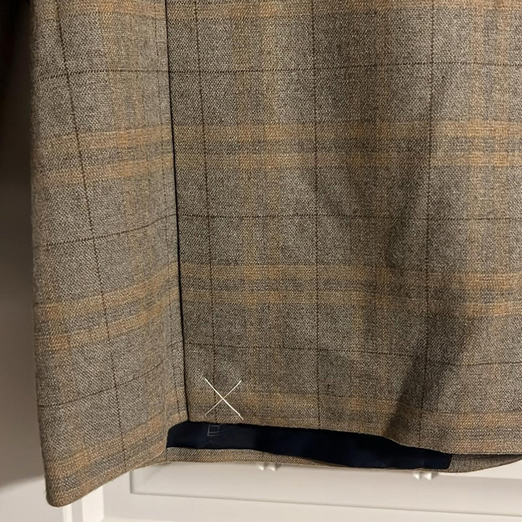 Tommy Hilfiger Conrad Oatmeal Gray Windowpane Plaid Blazer Size 44L NWT $295