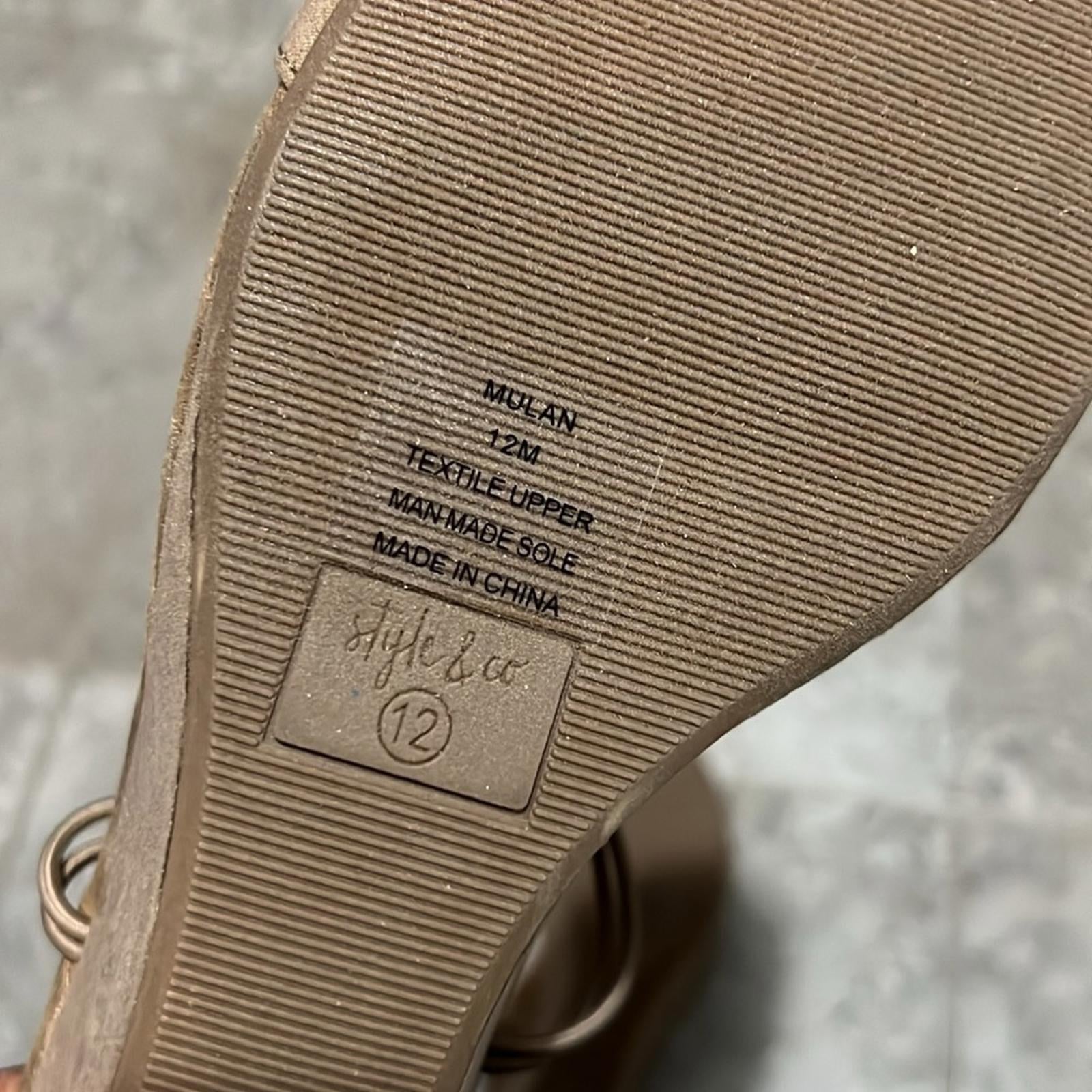 Style & Co Mulan Wedge Sandals in Taupe, Size 12 NEW in Box