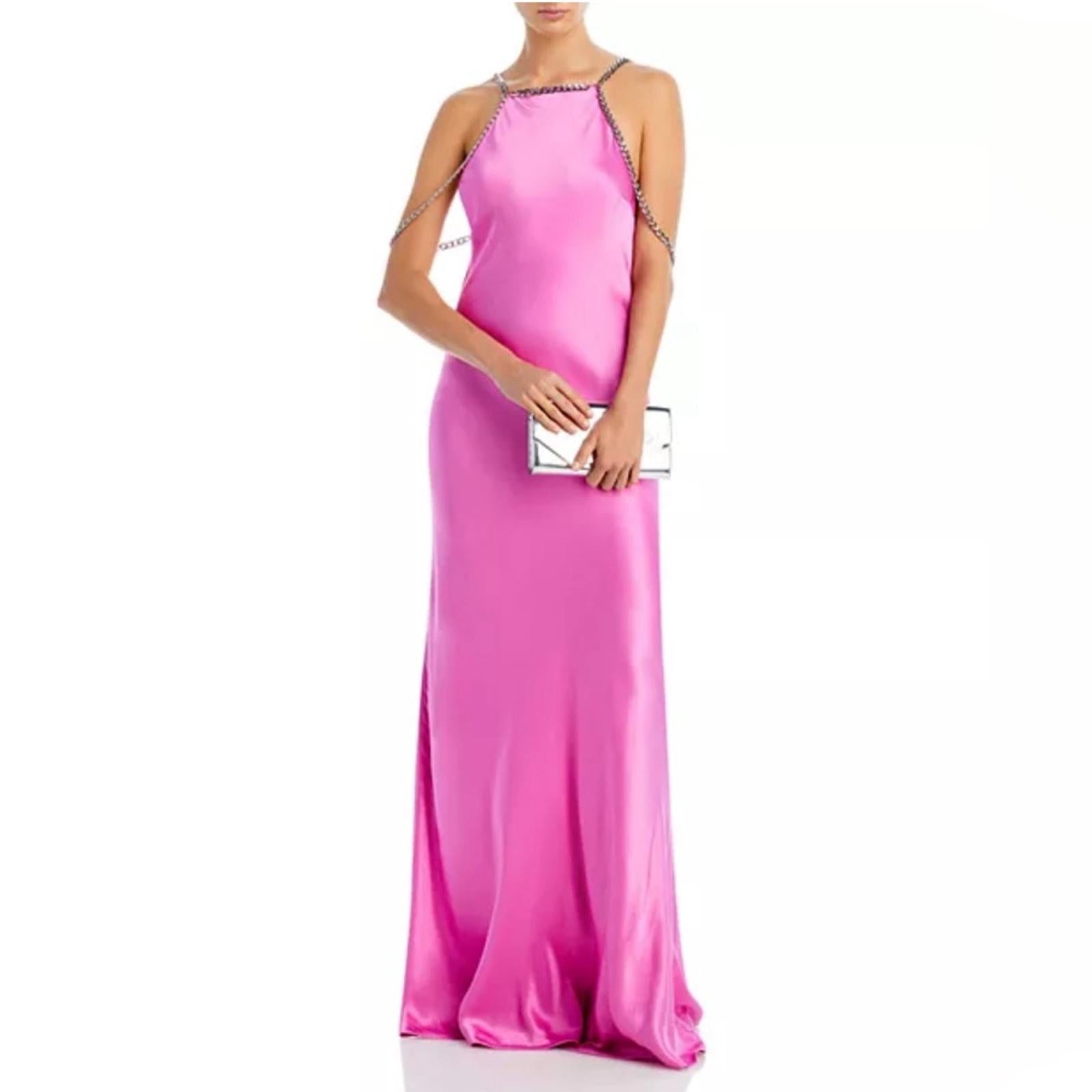 L’Agence Majesty Chain Trim Gown in Pink, Size 2 New w/Tag