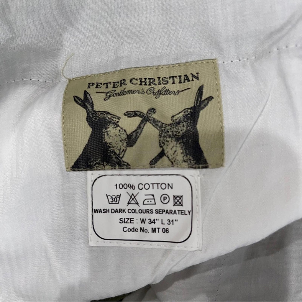 Peter Christian Green Flat Front Chinos, Size W34 X L31 New w/Tag