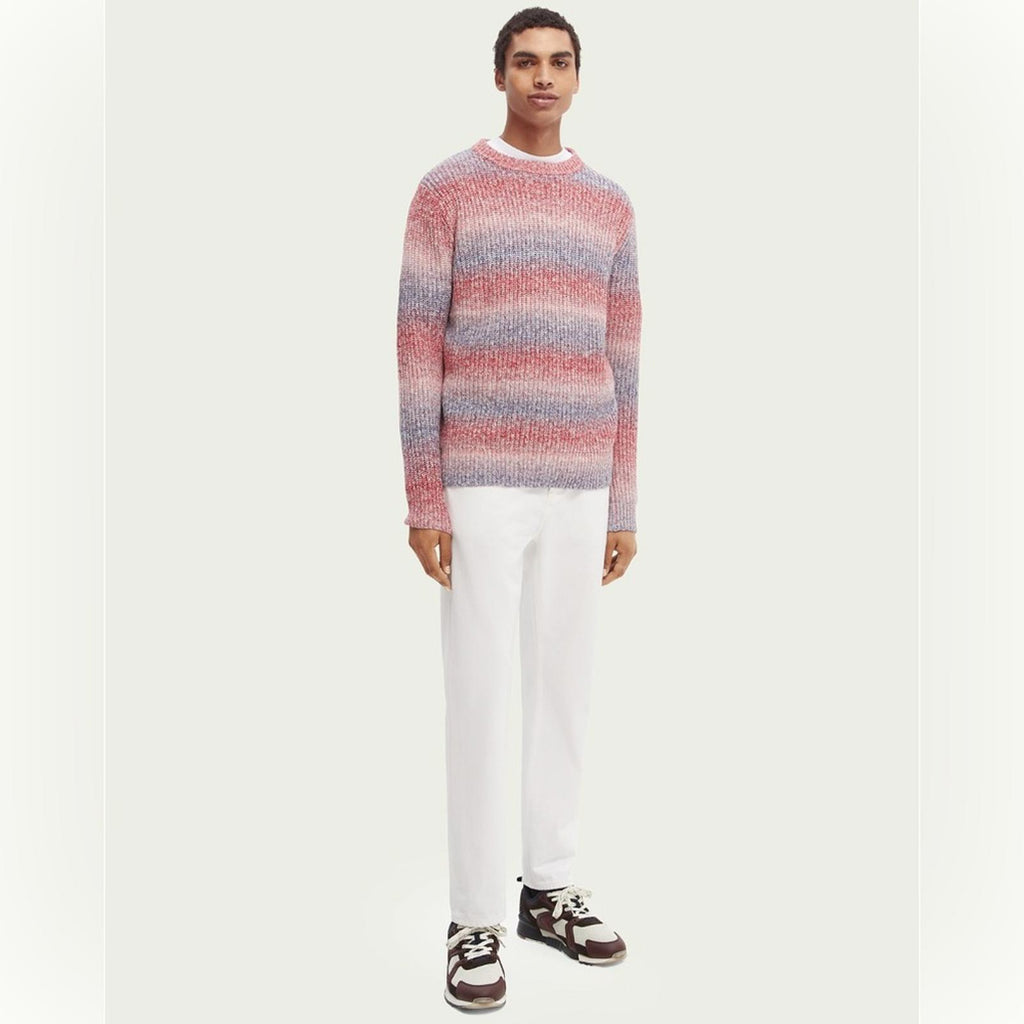 Scotch & Soda Gradient Cotton-Blend Crewneck Sweater in Blue Combo Size L NWT