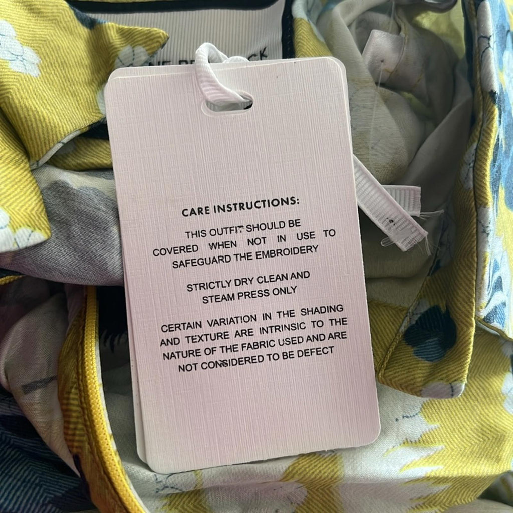 Falguni Shane Peacock Yellow Divine Long Maxi Dress, Size M, New w/Tag