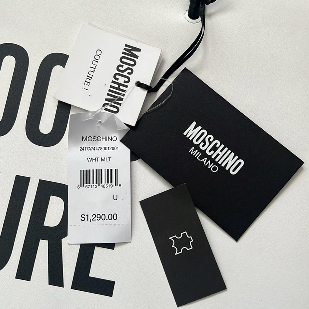 Moschino “100% PURE MOSCHINO” White Leather Shoulder Bag, New with Tag