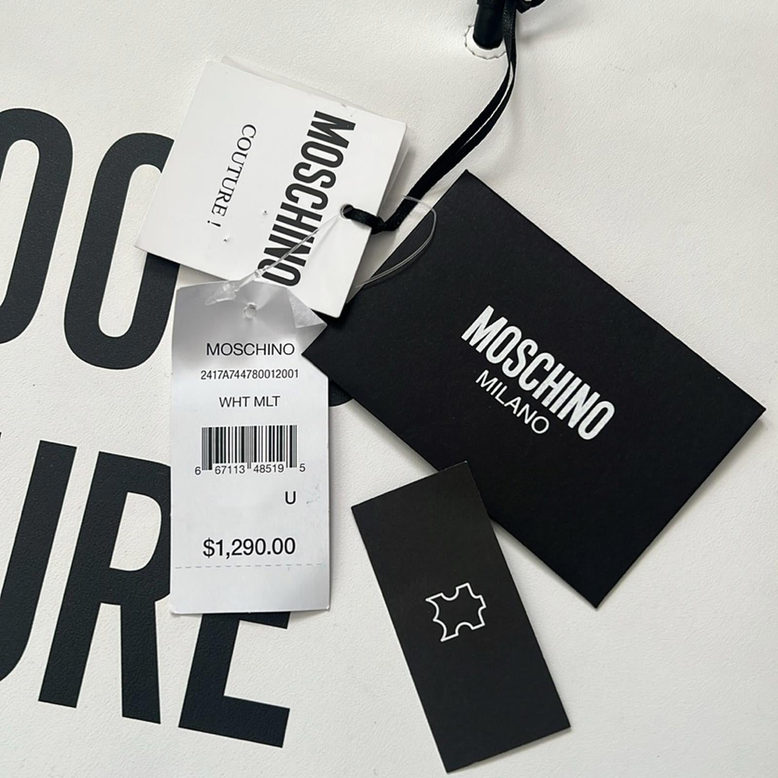 Moschino “100% PURE MOSCHINO” White Leather Shoulder Bag, New with Tag