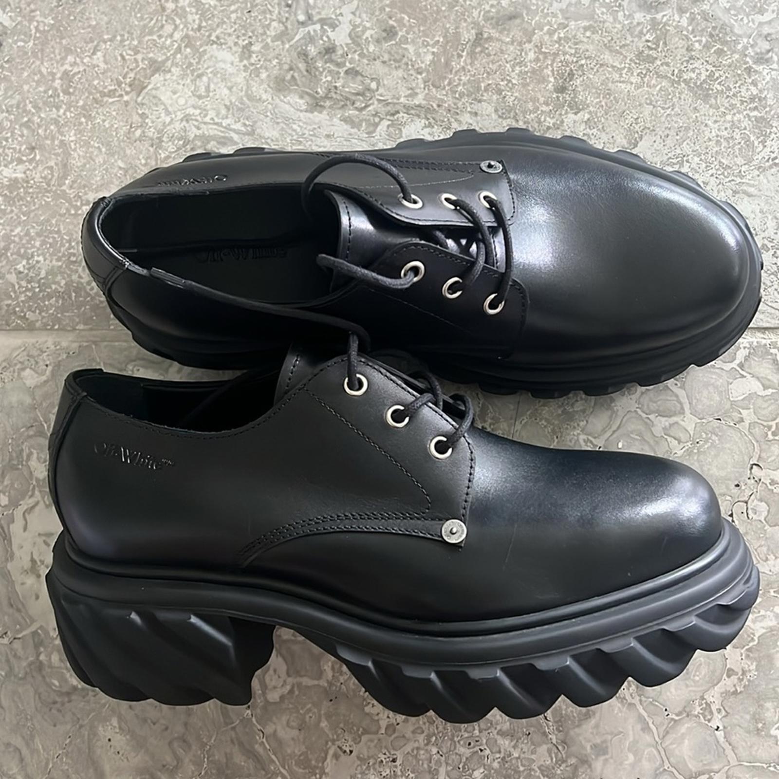 Off-White Men’s Exploration Derby Lug Sole Shoes in Black, NWT, Size 43