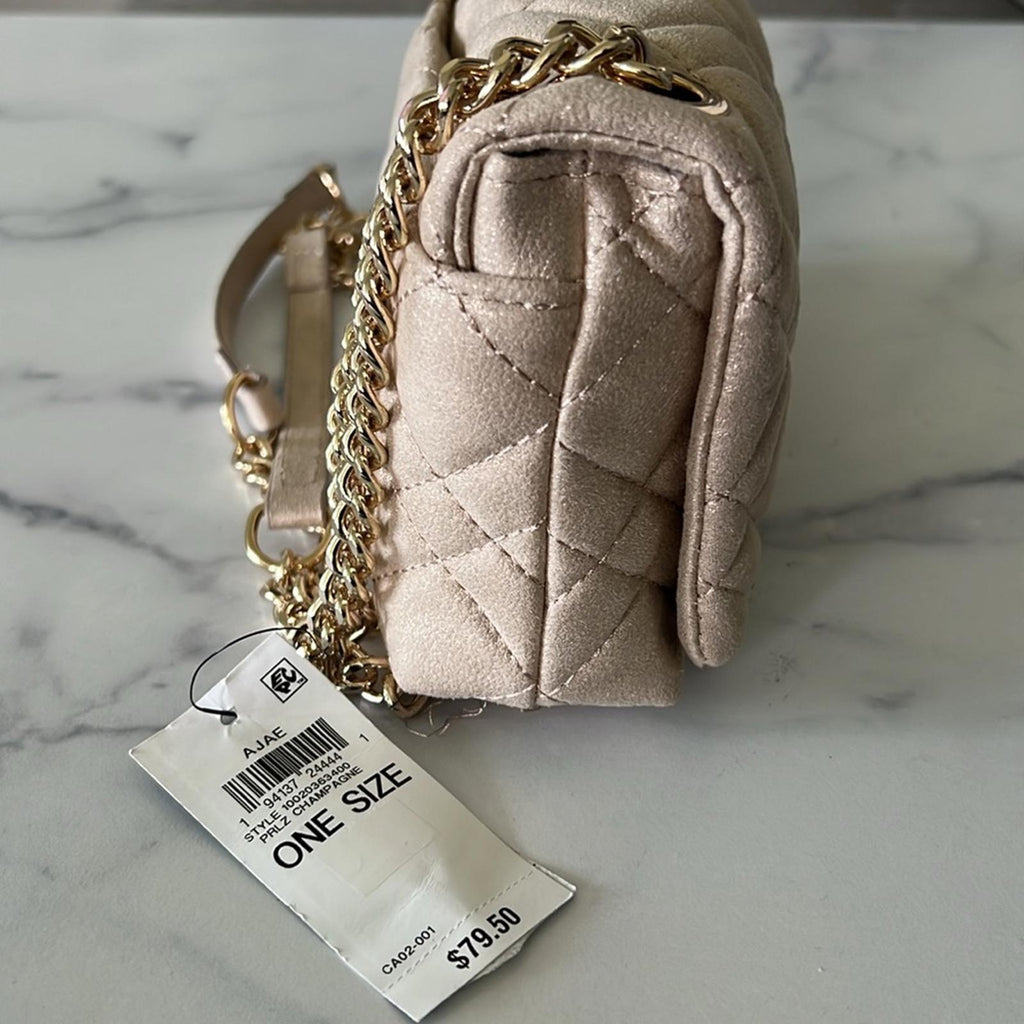 I.N.C. Small Ajae Pearlized Quilted Crossbody Champagne Pearlized, NWT
