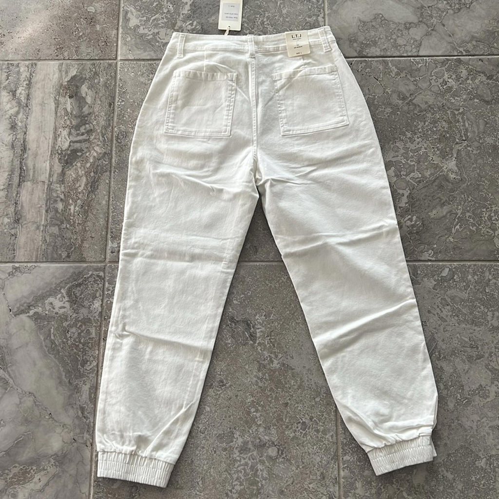 L.T.J Letter to Juliet Zip Pocket Ankle Jeans in Optic White, Size L New w/Tag