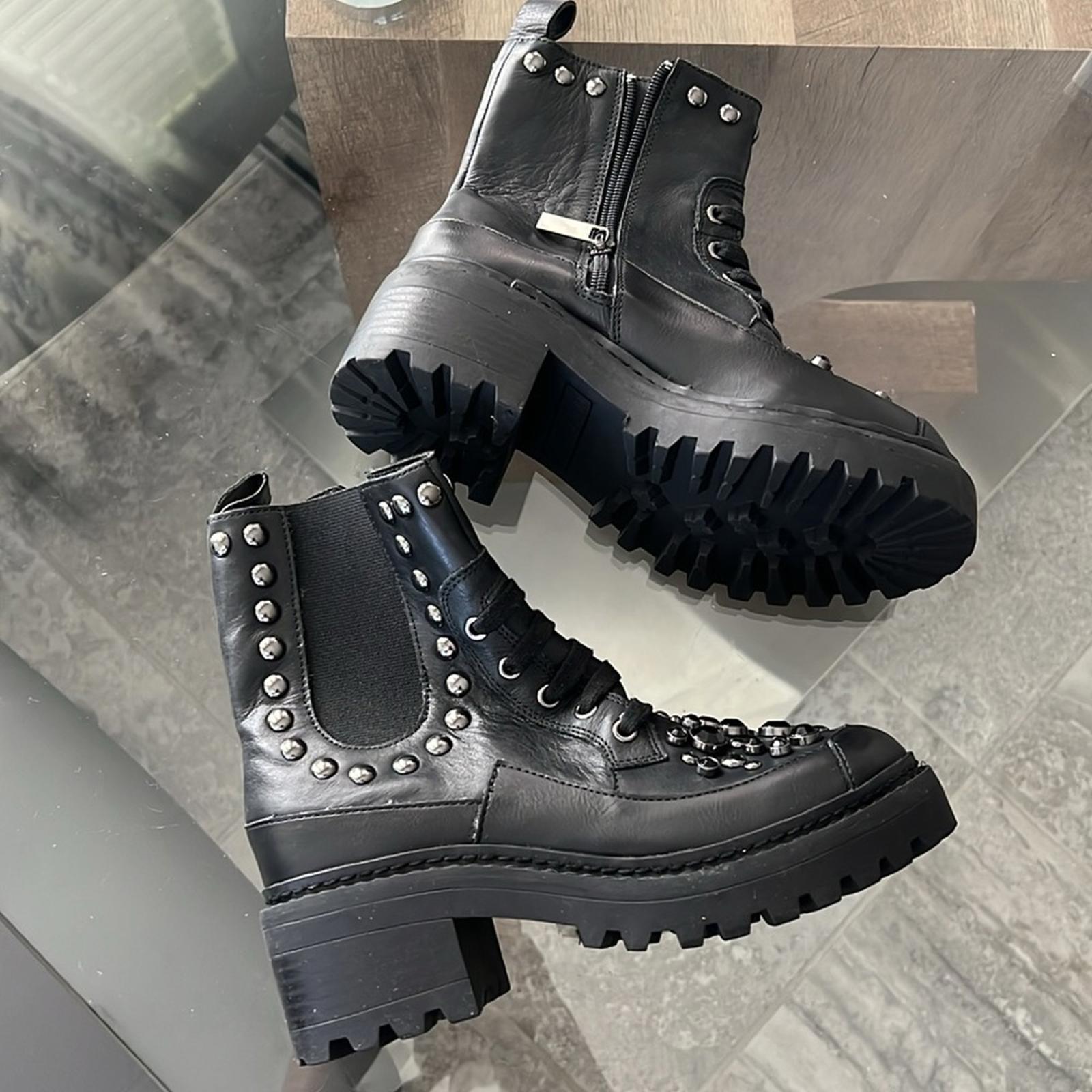Karl Lagerfeld Breck Embellished Lug Boot, Black Size 35 | US 5 New w/o Box $229