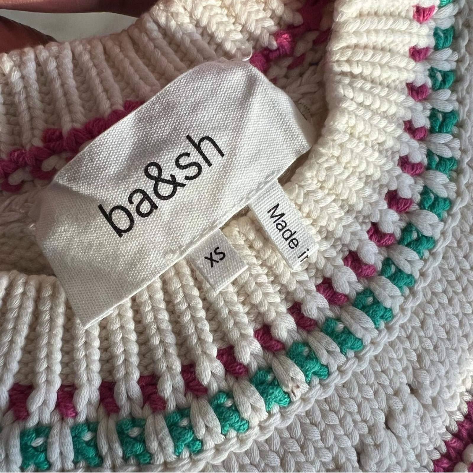 ba&sh Ecru Hicham Jumper Stripe Pointelle Sweater, Ivory Size XS Retail $336