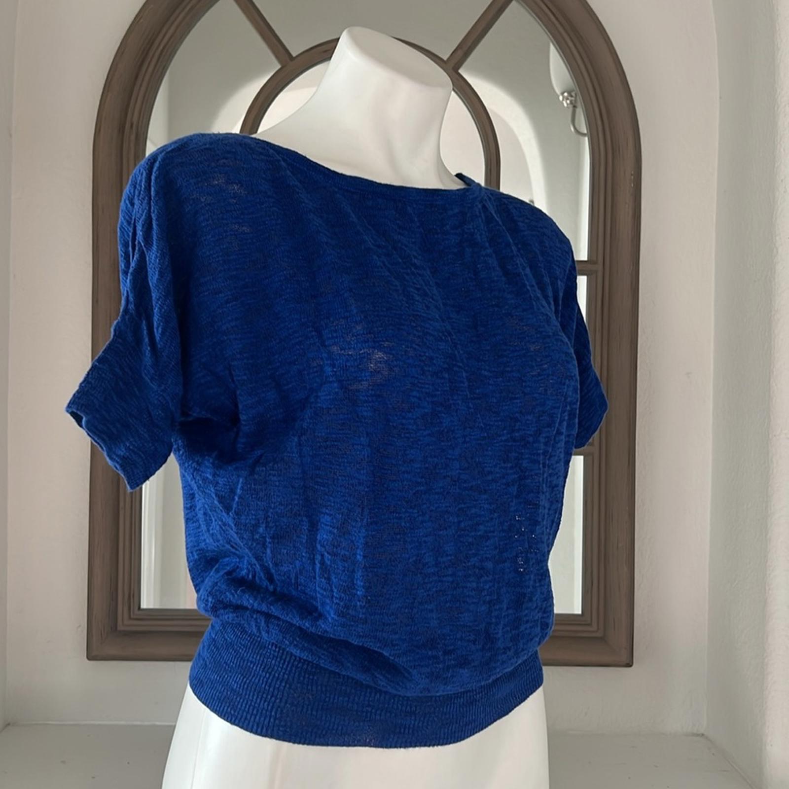 Trina Turk Knit Open Back Top in Blue Heather, Size S EXCELLENT!
