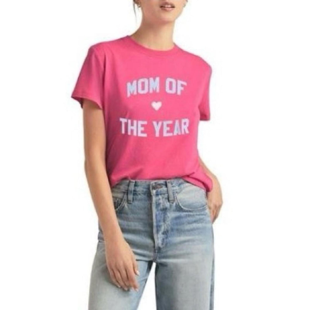 Favorite Daughter “Mom Of The Year” Crewneck T-Shirt in Pink, Size XS, NEW