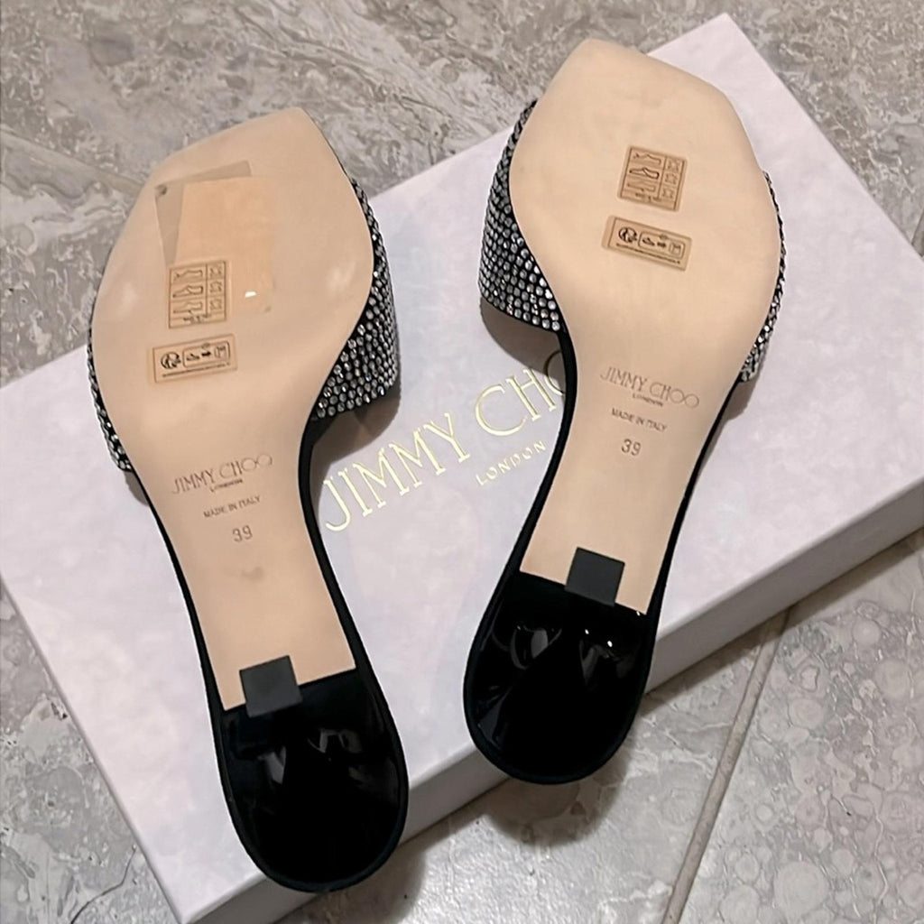 Jimmy Choo Skye 70 Embellished High Heel Slide Sandals