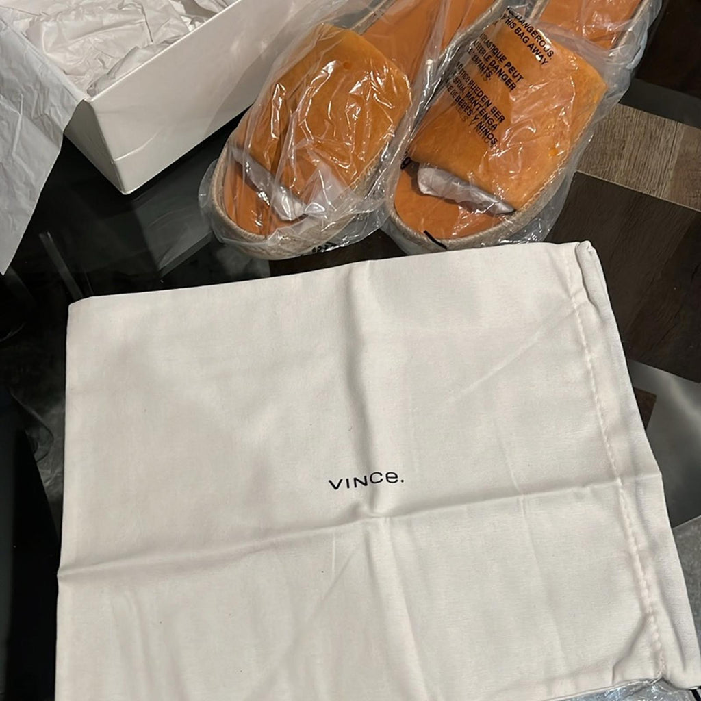 Vince Jesse Leather Espadrille in Burnt Orange, Size 11 New in Box Made in Spain