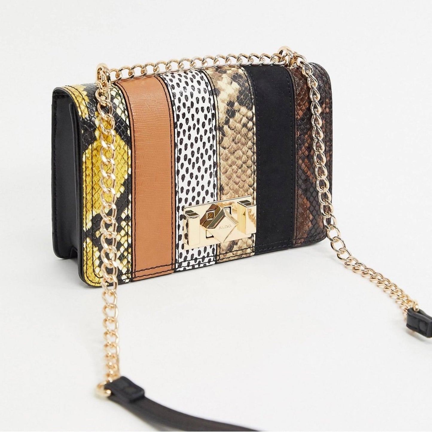 ALDO Lovowia Crossbody with Chain Shoulder Strap in Snake Multi, New w/Tag