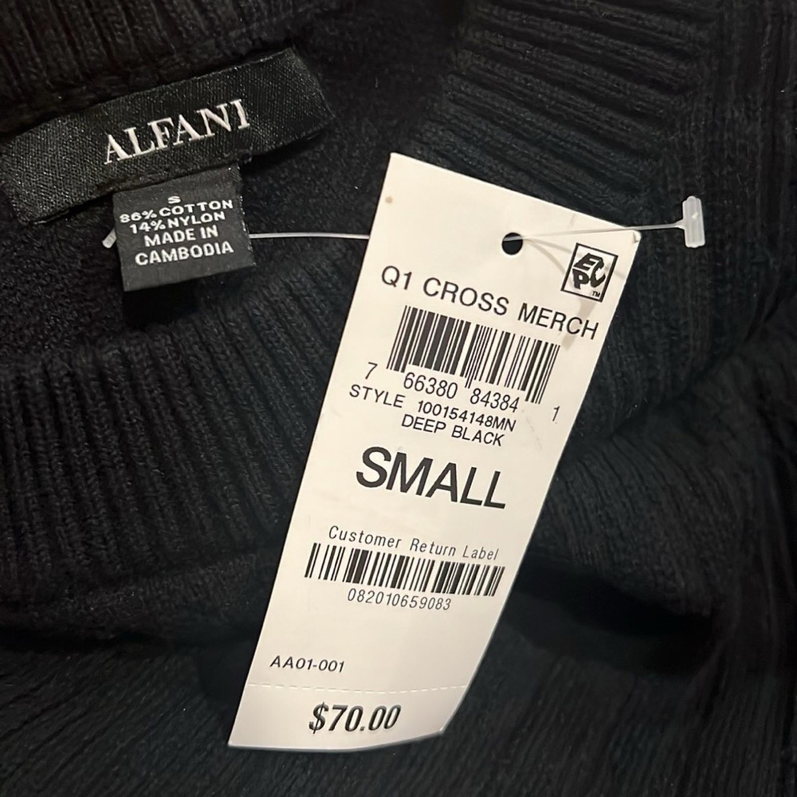 NWT Alfani Men’s Ribbed Pullover Crewneck Sweater, Black Size S New w/Tag $70