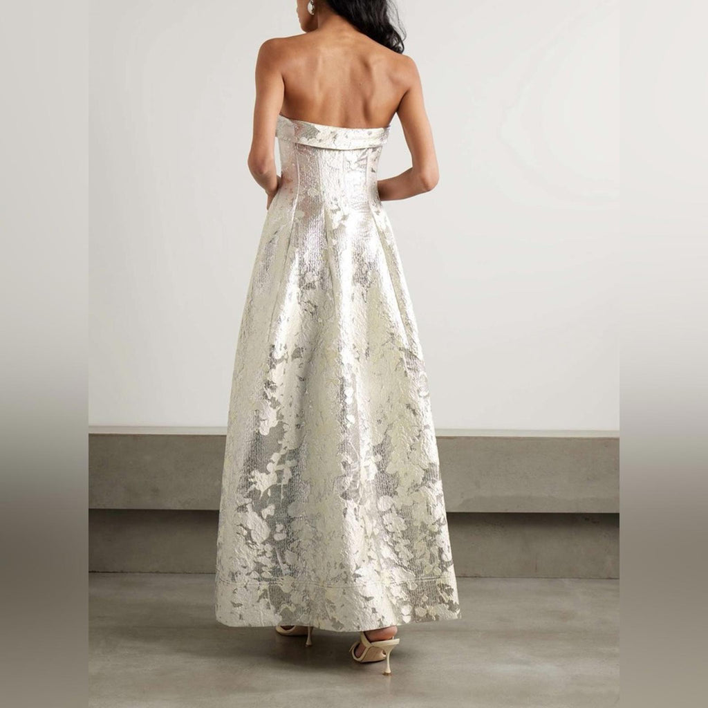 Simkhai Octavia Strapless Metallic Brocade Gown, NWT, Size 0 (Fits Size 2)
