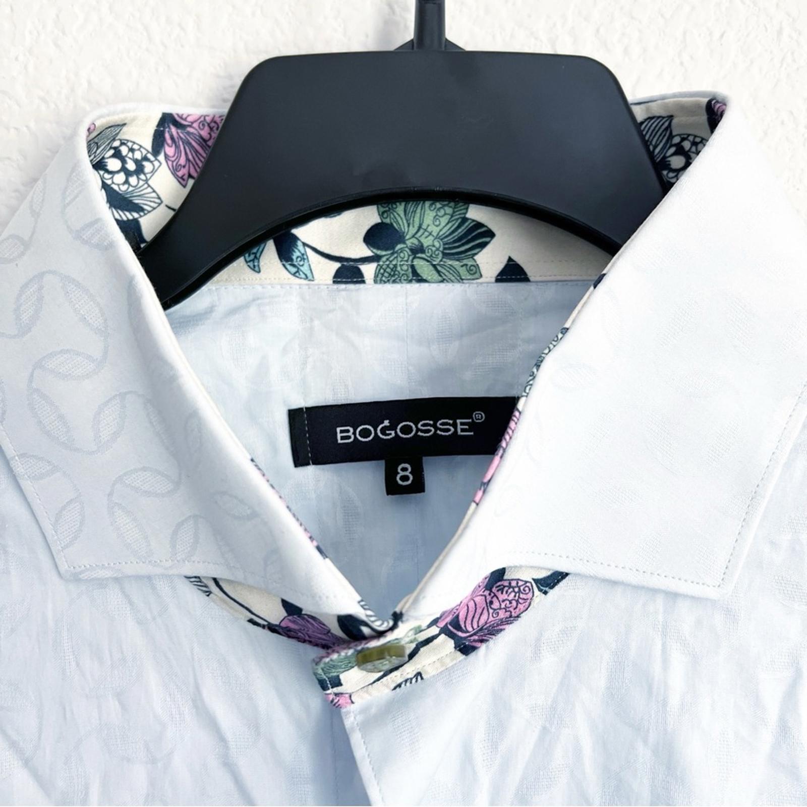 BOGOSSE Blue Jacquard Button-Up Dress Shirt, NWT, Size 8/4X
