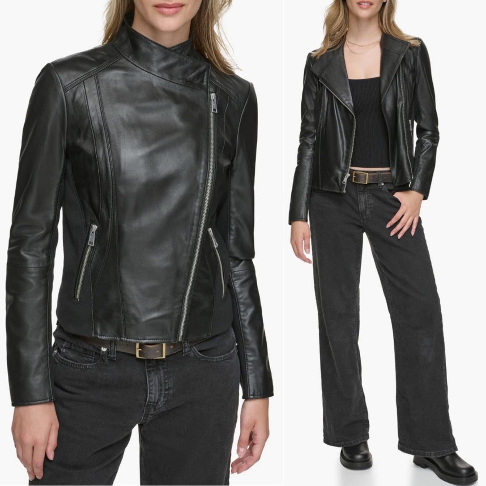 Andrew Marc Minowa Genuine LEATHER Jacket in Black, Size XL New w/Tag