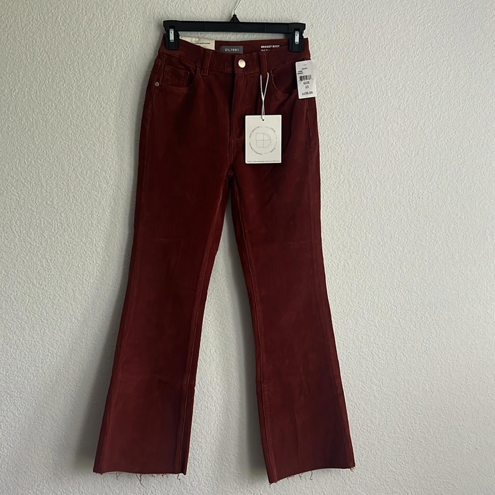 DL1961 Bridget High Rise Ankle Bootcut Corduroy Jeans in Paprika, NWT, Size 23