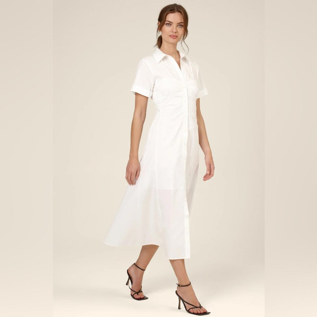 Nicholas Tenley Shirtdress Dress in White, NEW, Size 8, Retail $395