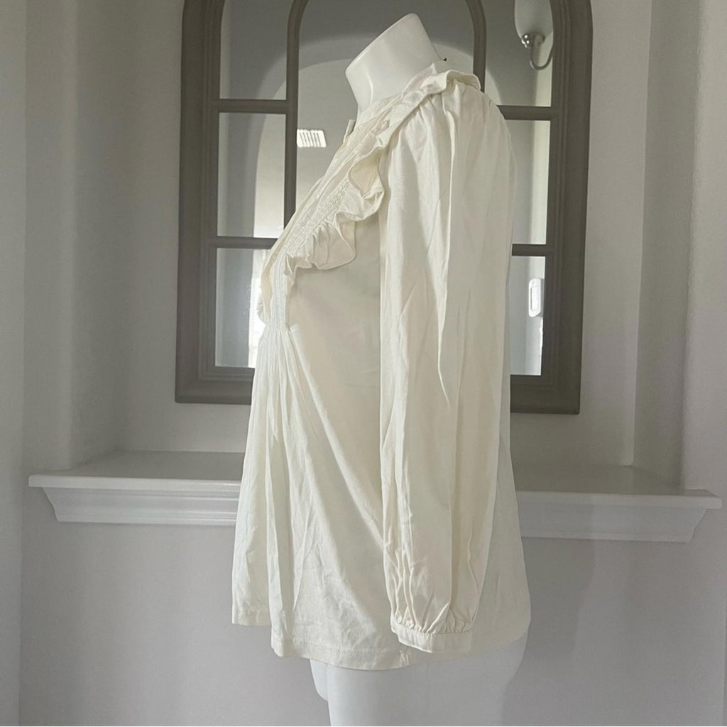 Lauren Ralph Lauren Ruffle Blouse in Winter Cream, Size XXL New w/Tag