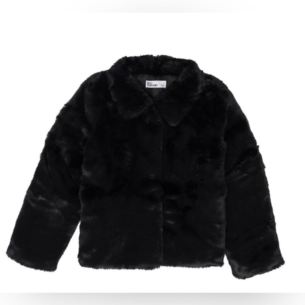 Epic Threads Faux Fur Jacket in Black, Little Girls Size 6X New w/Tag