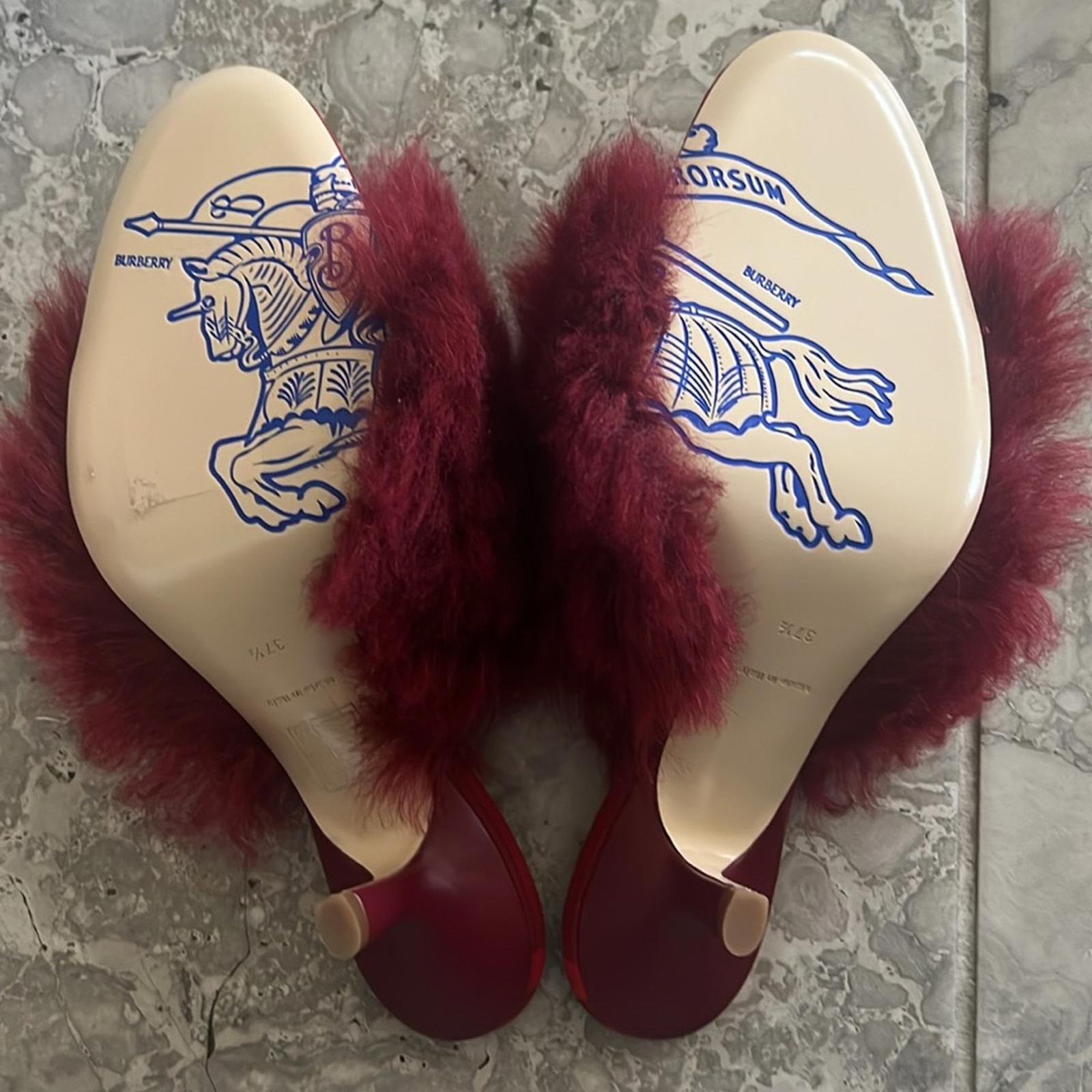 Burberry Minnie 65 Slip On High Heel Sandals, Size 37.5 NEW in Box $950