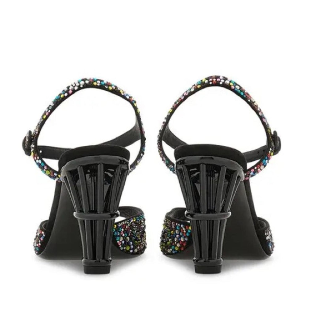 Ferragamo Nikla 85 Embellished High Heel Sandals in Black, NEW, Size 6 $1,350