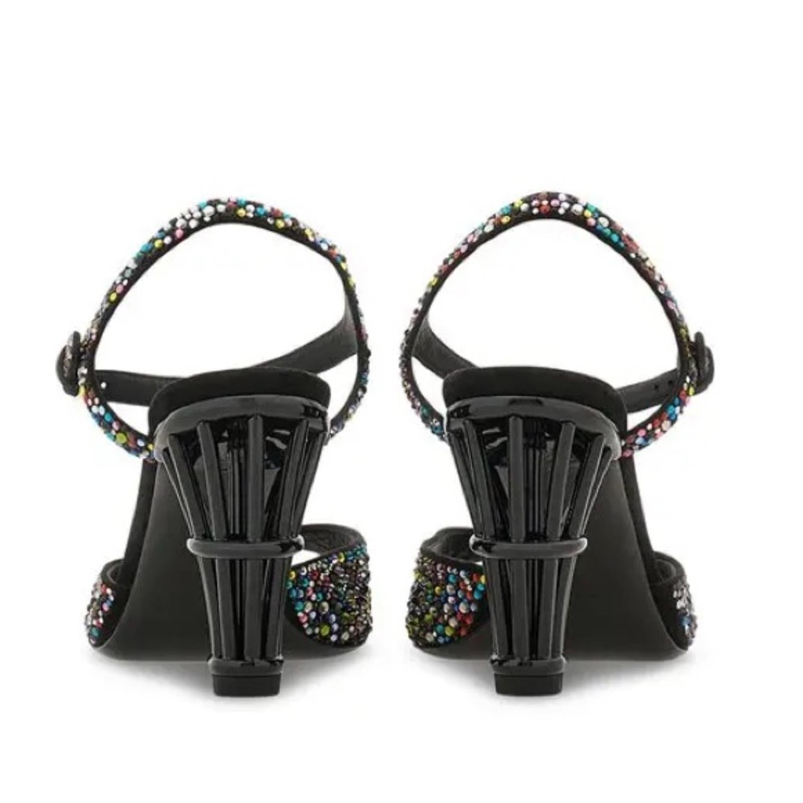 Ferragamo Nikla 85 Embellished High Heel Sandals in Black, NEW, Size 6 $1,350