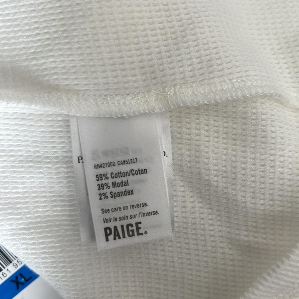 Paige Daniella White Long Sleeve Top, Size XL NWT