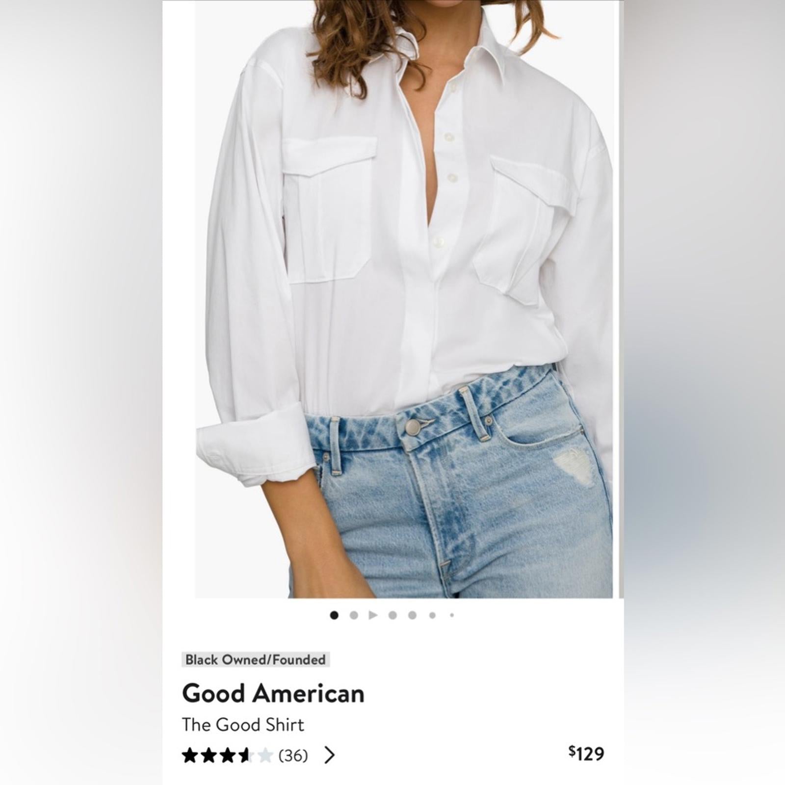 Good American The Good Shirt in White, Size 1 (Small) New w/Tag Retail $129