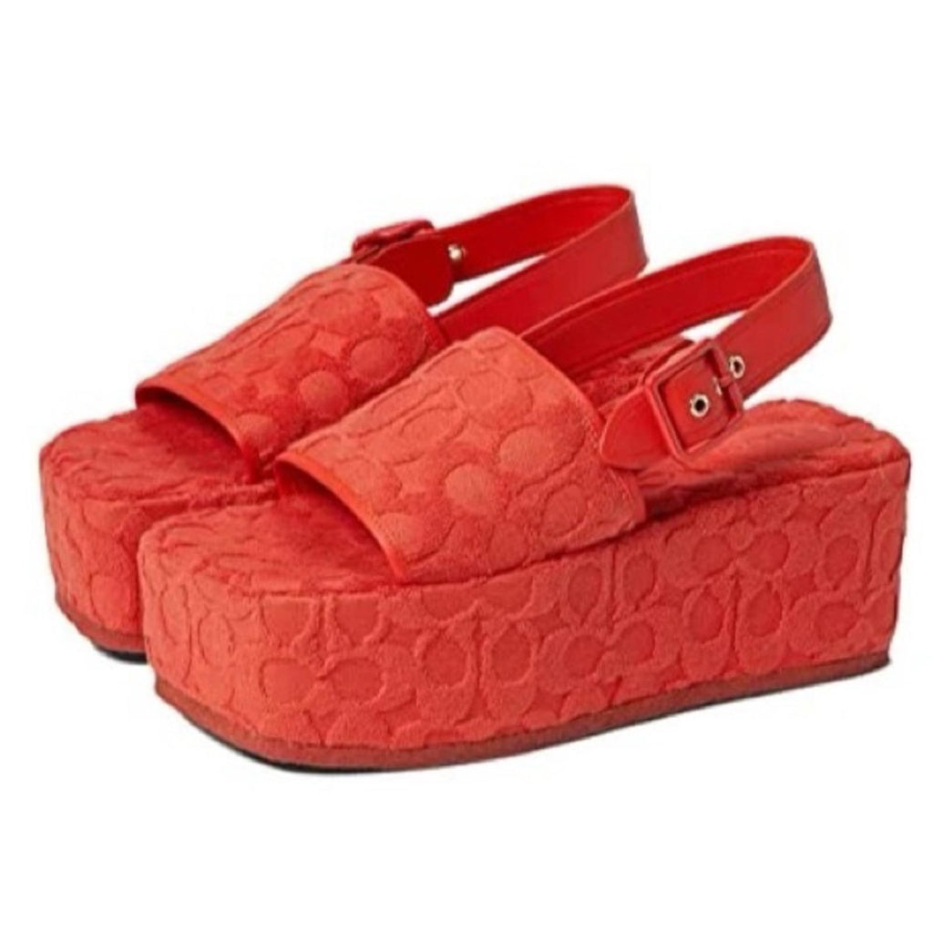 COACH Noelle Terry Cloth Sandal, Red Orange Size 11 Comes in Box - SOLD OUT!