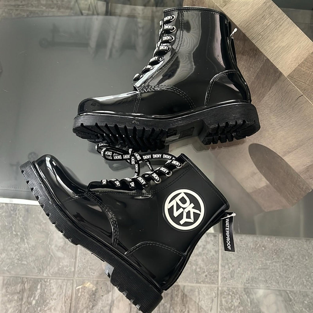 DKNY Tibby Combat Lace-Up Boots in Black, Size 6 New w/Tag