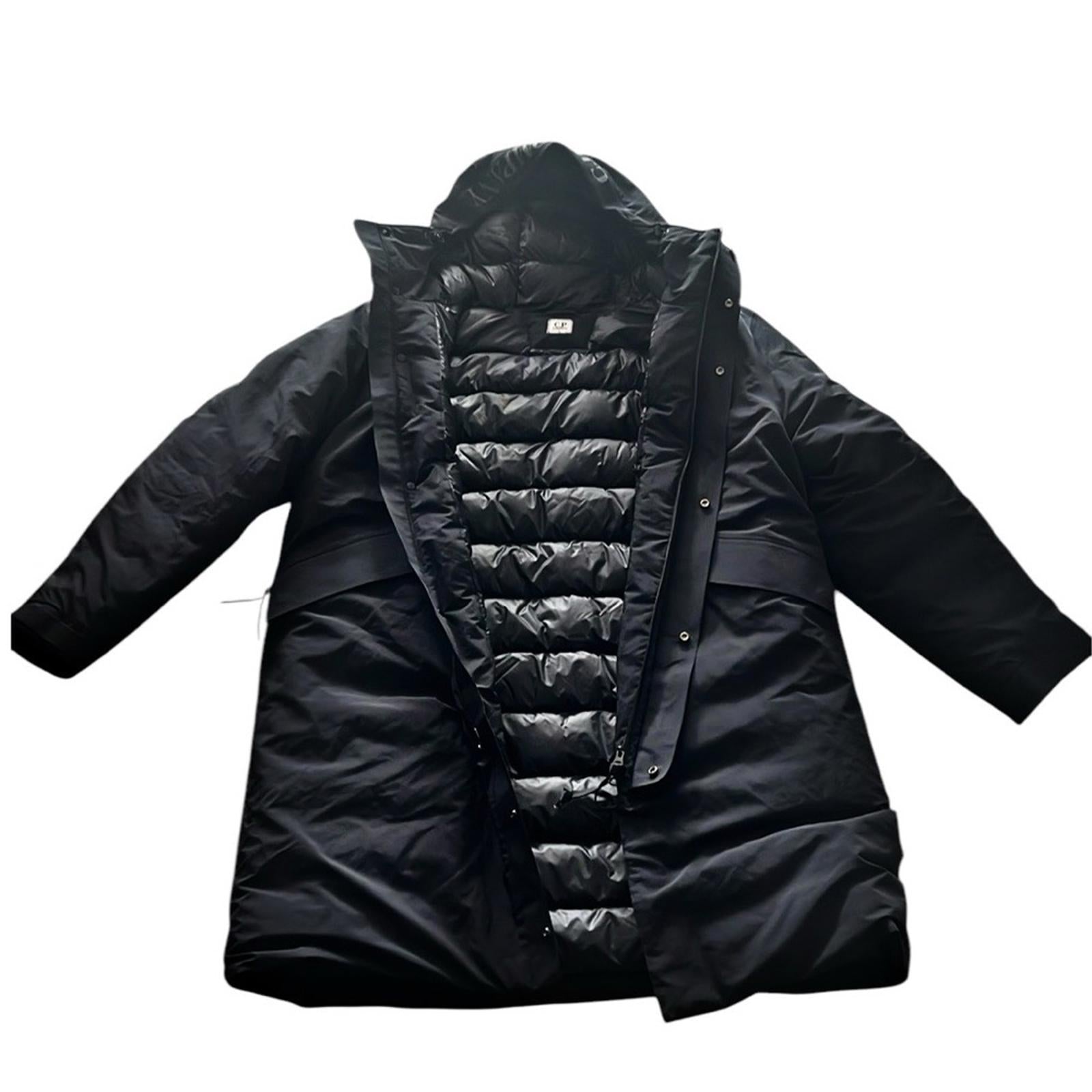 C.P. Company Micro M Re-Cycled Long Parka Coat, Black Size 52/XL NWT Retail $925