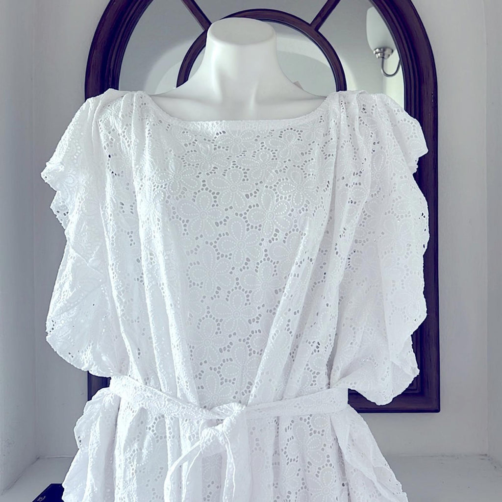 NWT Jag Women's The Eden Dress, White Eyelet Size S/M New w/Tag Retail $406