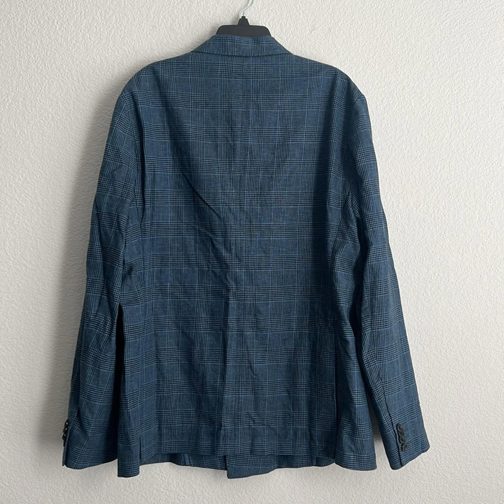 Scotch & Soda Double-Breasted Check Blazer in Blue, Size XXL NEW w/Tag $308