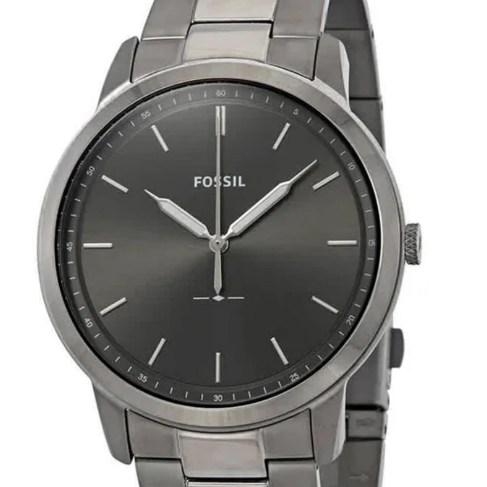Fossil Men's The Minimalist Three-Hand, Smoke-Tone Stainless Steel Watch, FS5459