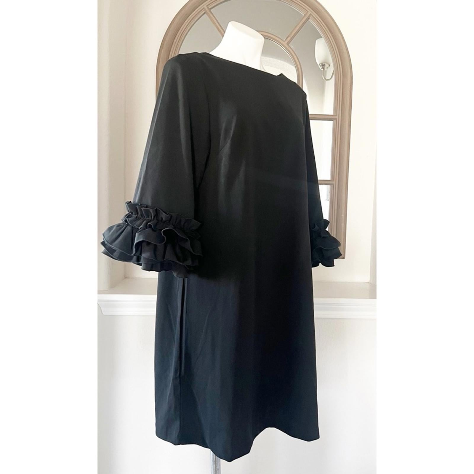 Marée Pour Toi BLACK Ruffle-Cuff Shift Dress, Plus Size 16 New w/Tag