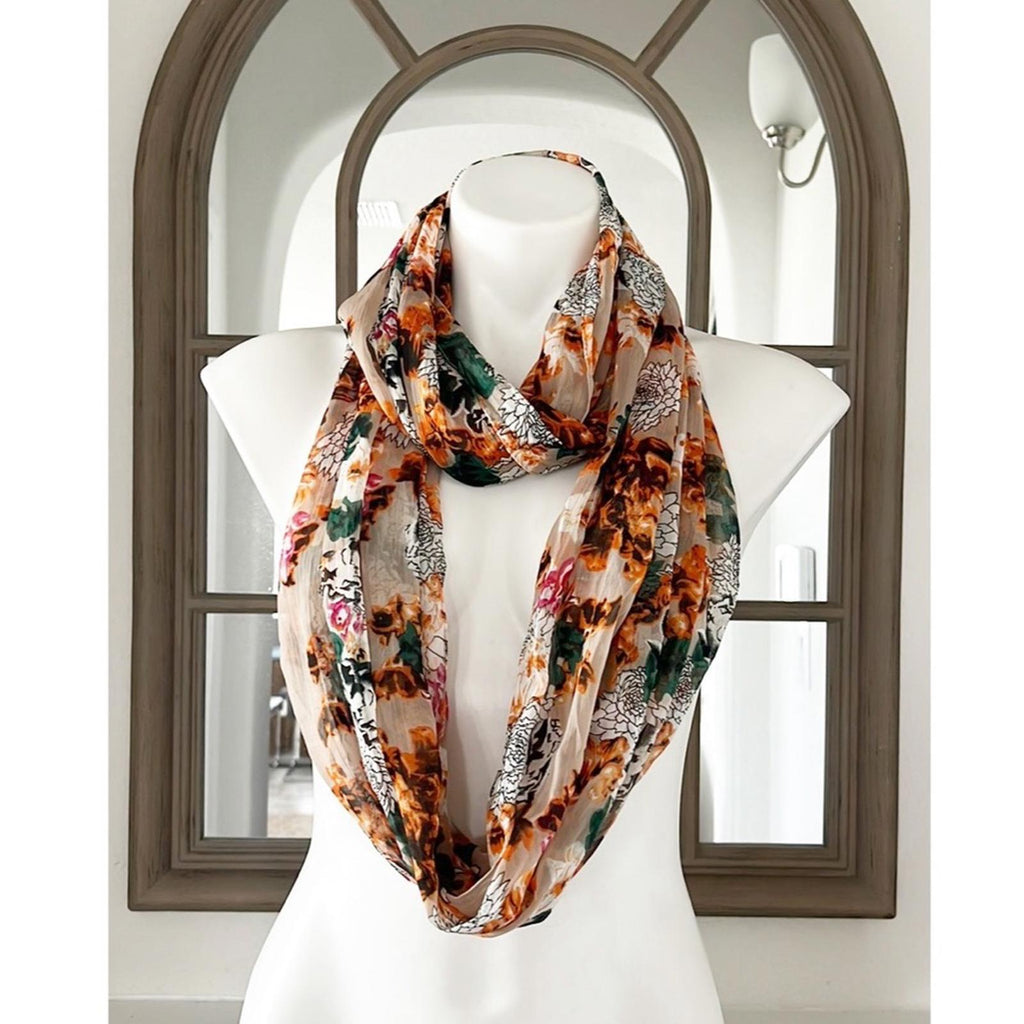 Infinity Scarf, Lightweight Floral Print