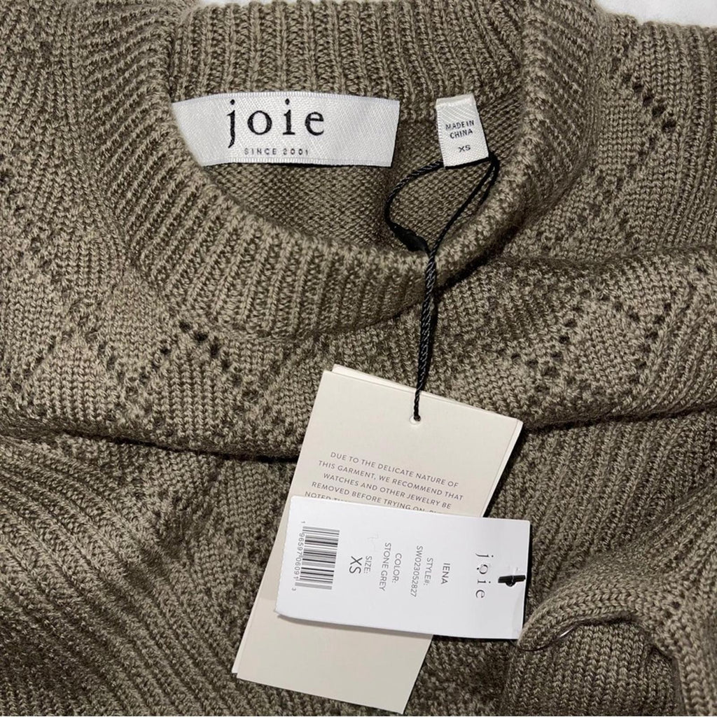 Joie Iena Pointelle Knit Sweater in Stone Grey Size XS New w/Tag $328