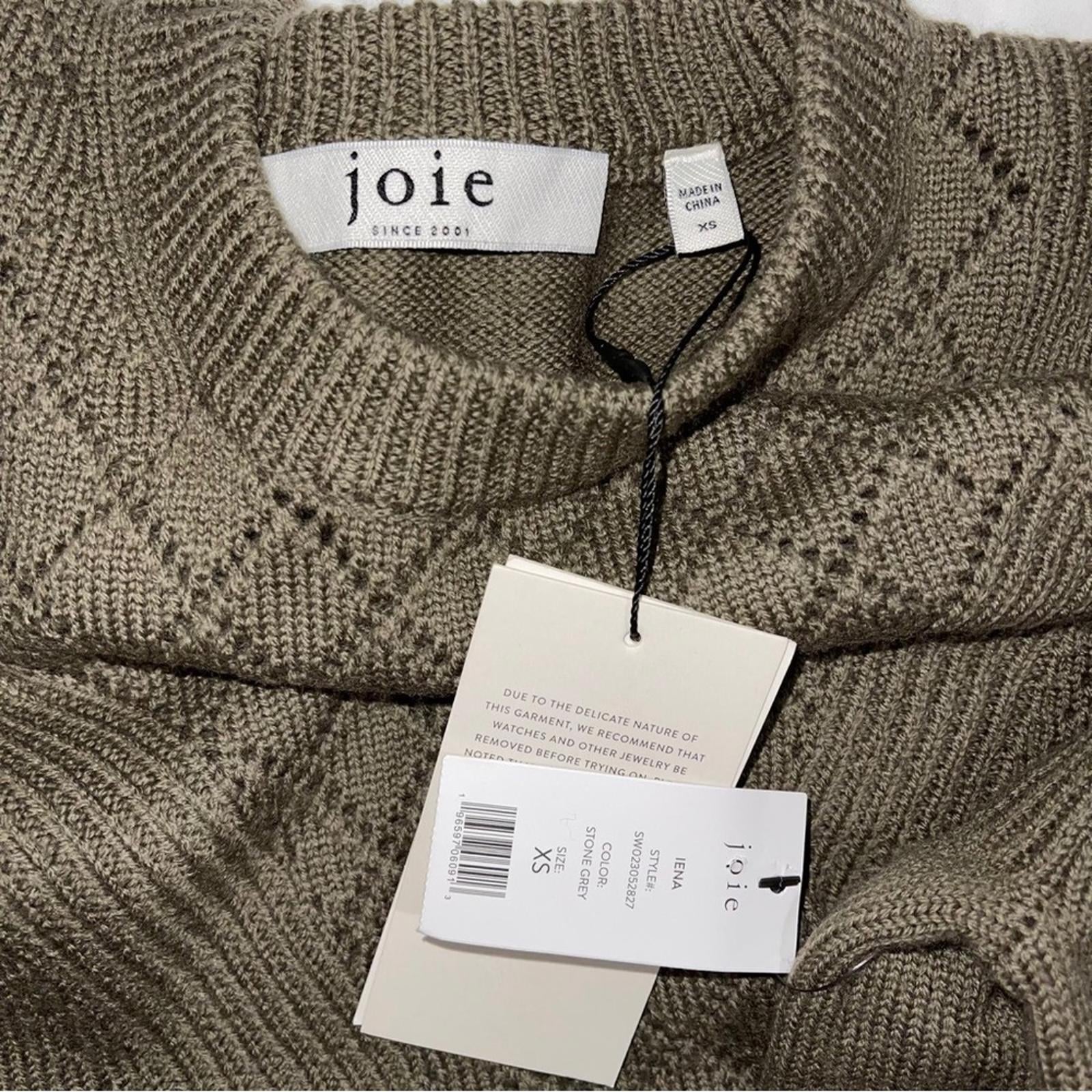 Joie Iena Pointelle Knit Sweater in Stone Grey Size XS New w/Tag $328