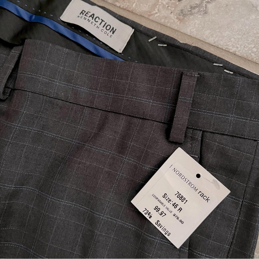 Reaction Kenneth Cole Techni-Cole Charcoal Dress Pants, Size 42W 32L New w/Tag